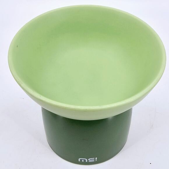 MS!MAKE SURE Elevated Cat Food Bowl Protecting Spine Green Ceramic - Picture 4 of 10